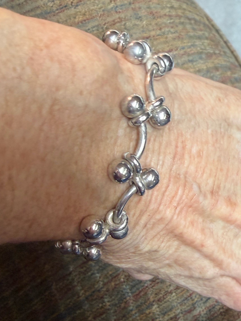 Silpada Thick 925 Sterling Silver Beaded Link Bracelet - Silver Toggle 7” Signed